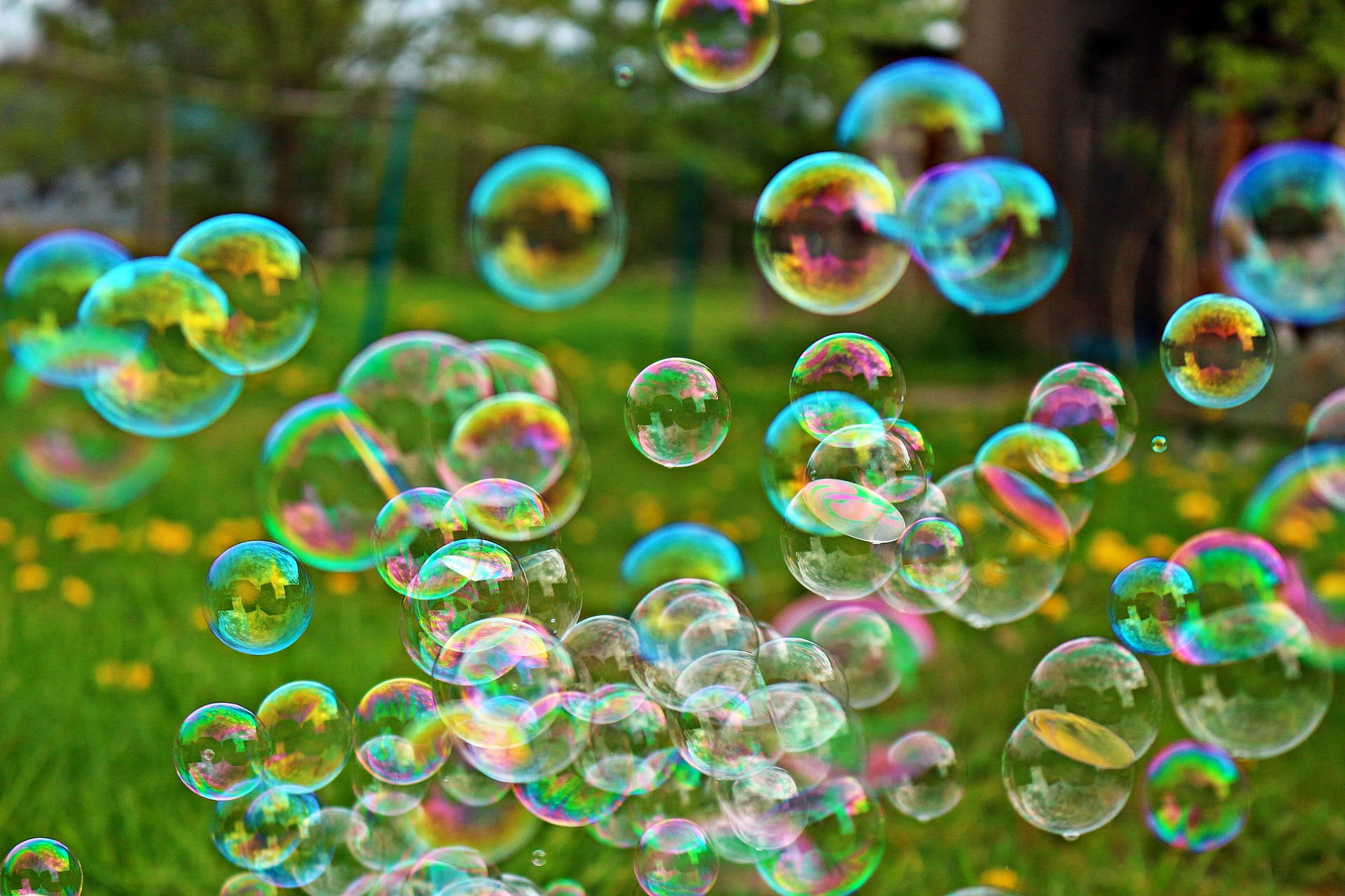 Разноцветные мыльные пузыри